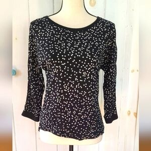 Mauve Mixed Media Polkadot 3/4 Sleeve Top